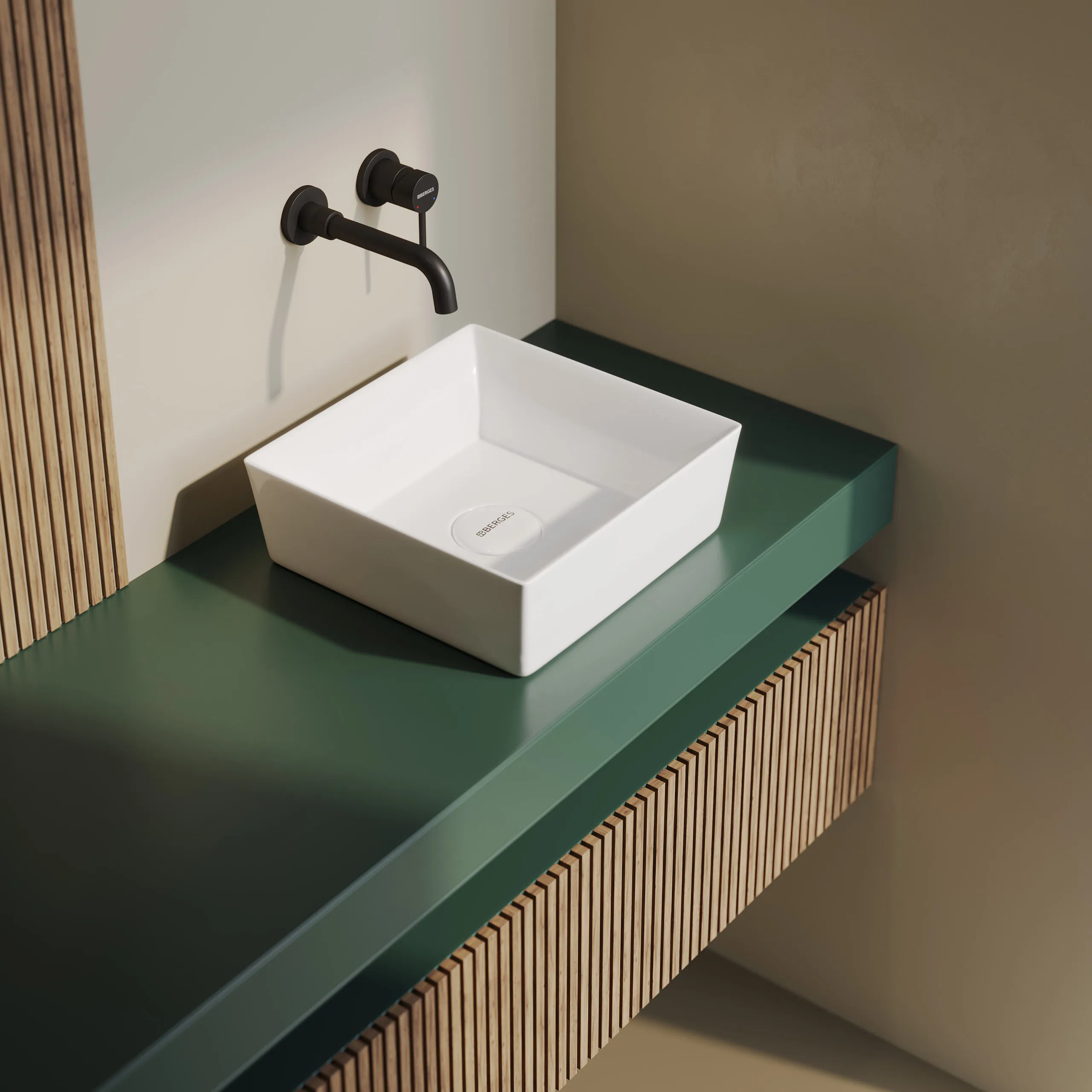 Раковина BERGES Mascon накладная, 38х38 см, без отверстия под смеситель в магазинах СантехГид