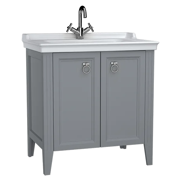 62154 Valarte тумба 80 см с раковиной с дверцами цвет серый матовый VITRA