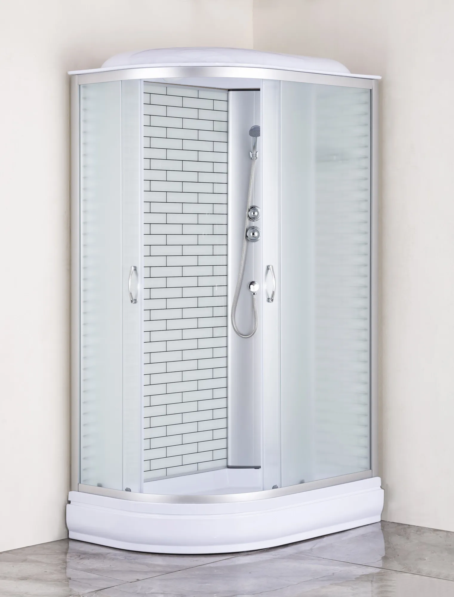 Душевая кабина Loranto 120х80х215 поддон 20 см, белый кирпичный узор, стекло 4 мм, профиль хром () CS-66120-20R FW 120