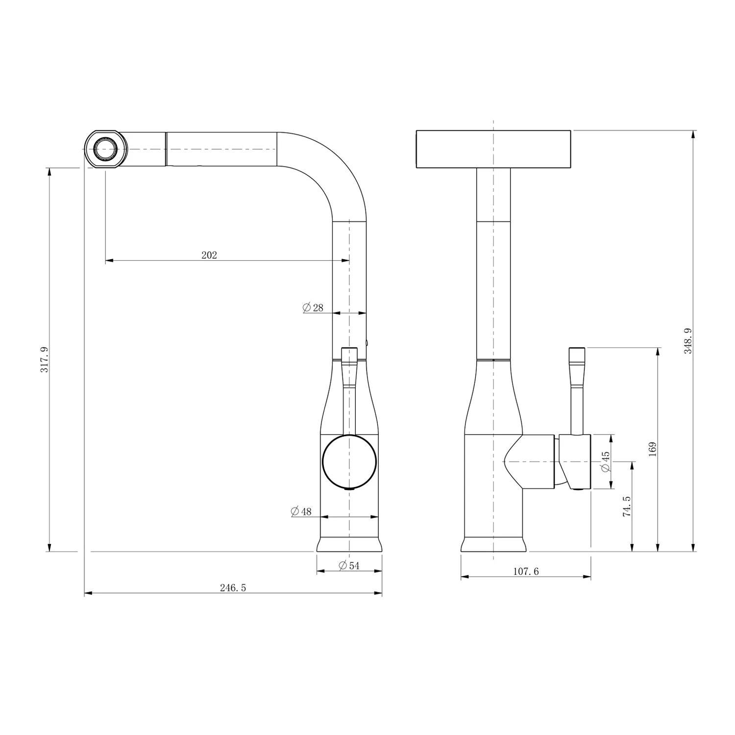 Смеситель Splenka для кухни с мультифункциональным и выдвижным изливом S206.49.06
