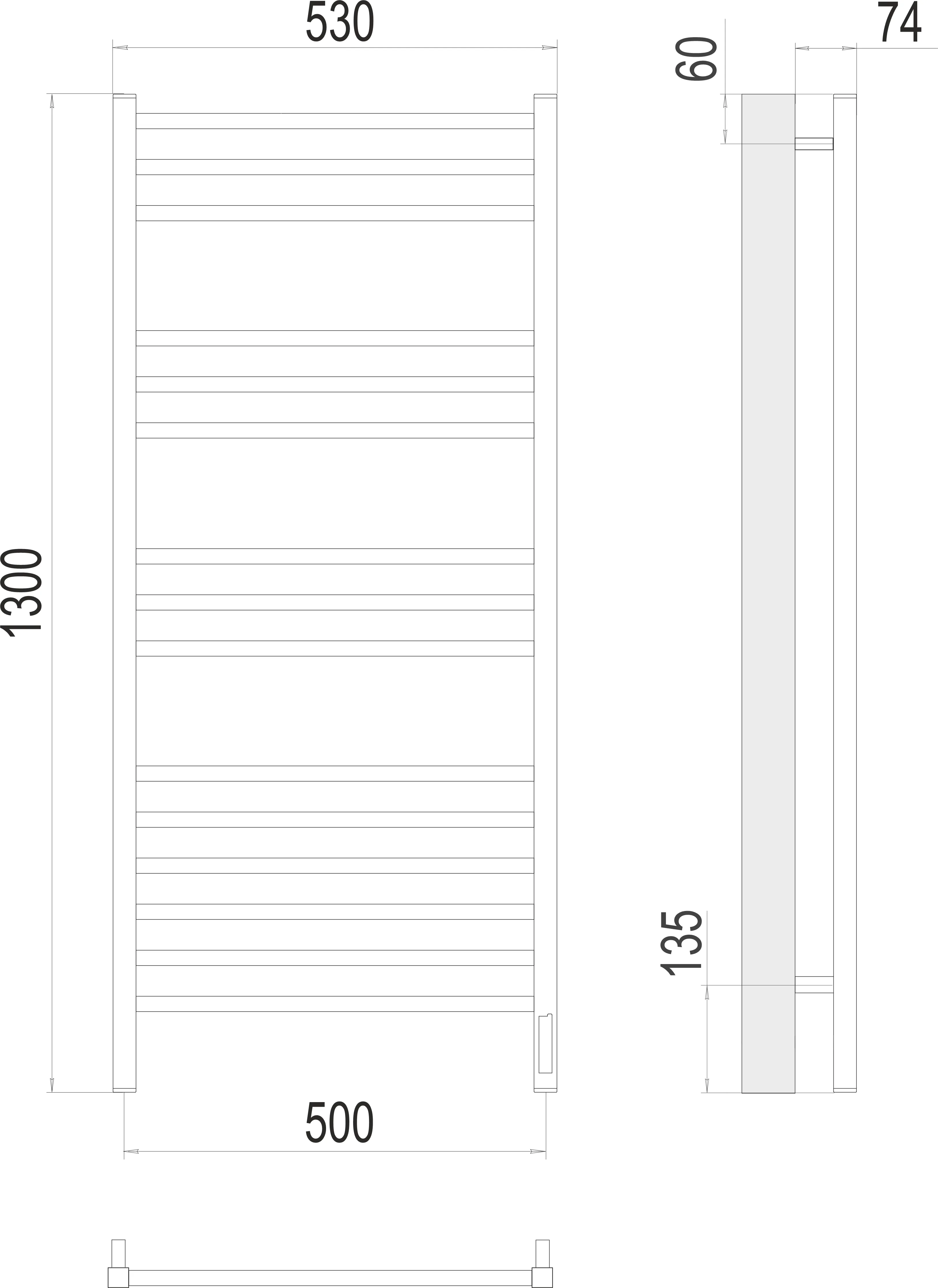Полотенцесушитель TERMINUS Ватикан П15 500х1300