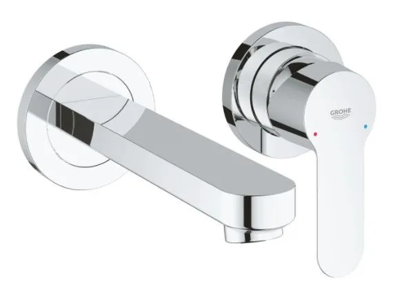 Смеситель BauEdge для раковины, на 2 отверстия, настенный монтаж, хром 20474000