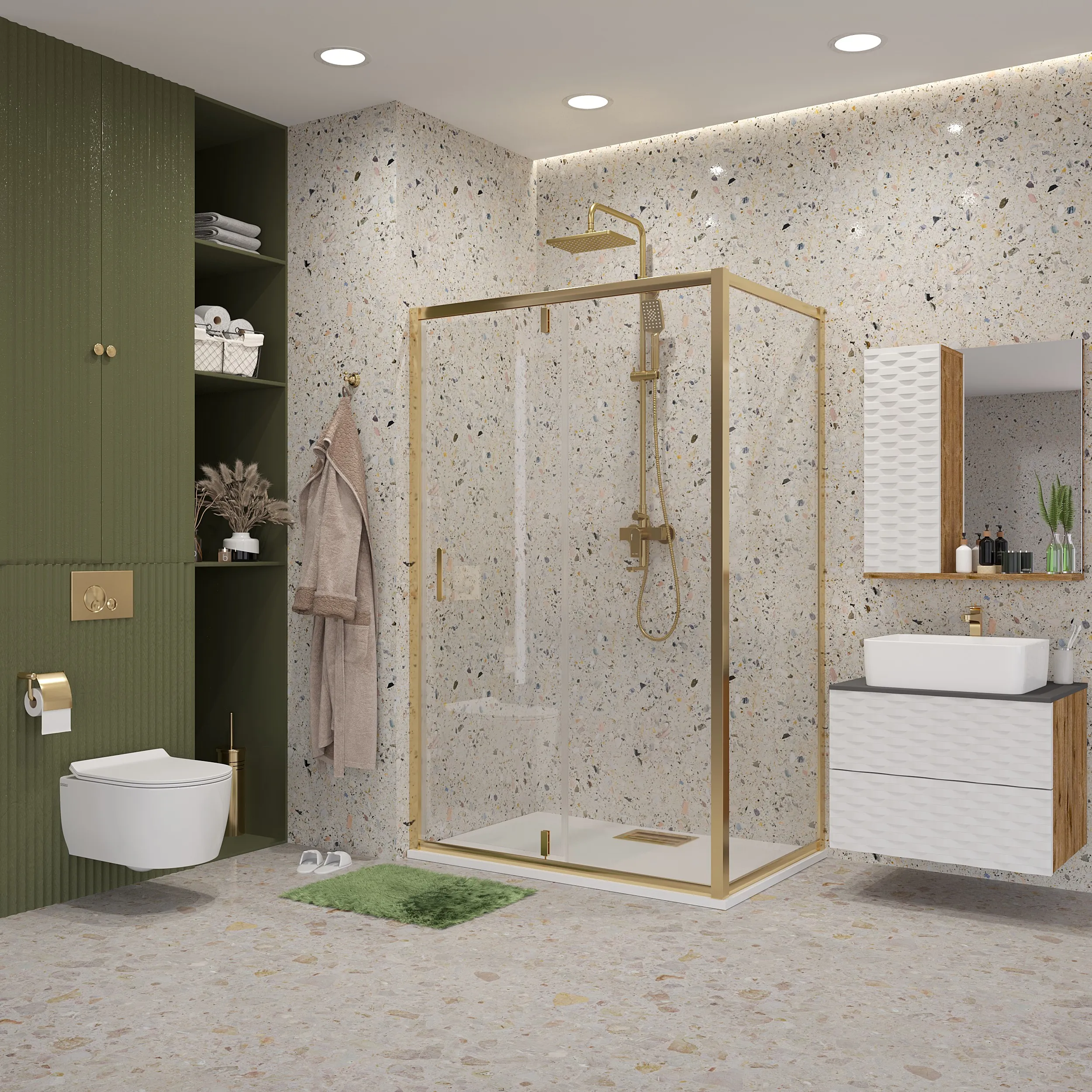 Боковая стенка Niagara Nova (80х195) золото,стекло прозрачное,1 место NG-A80G 