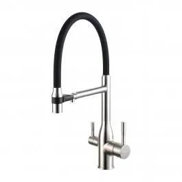 Смеситель для кухни с фильтром для питьевой воды сатин/черный FRAP F4398-5