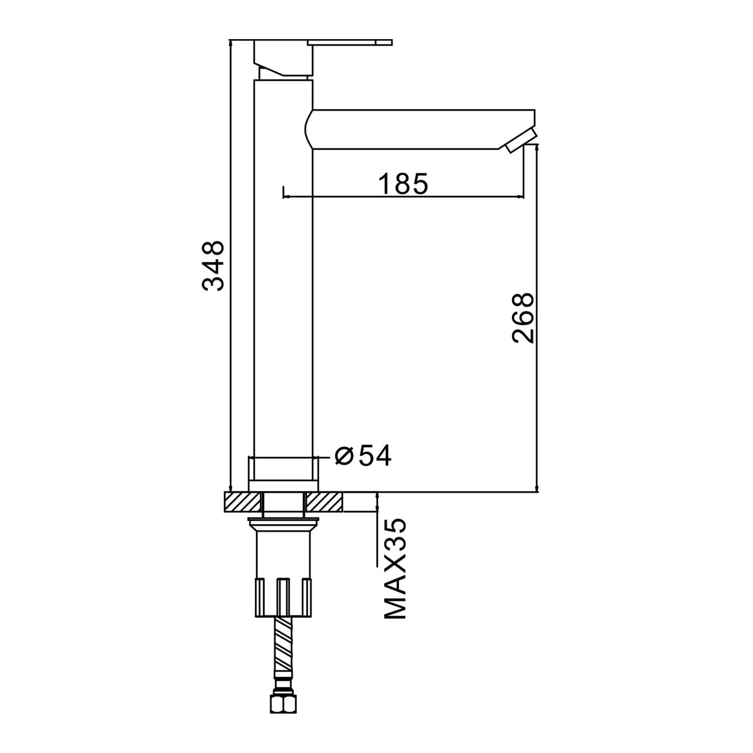 Смеситель Splenka S223.15.05 для раковины высокий монолитный, сатин
