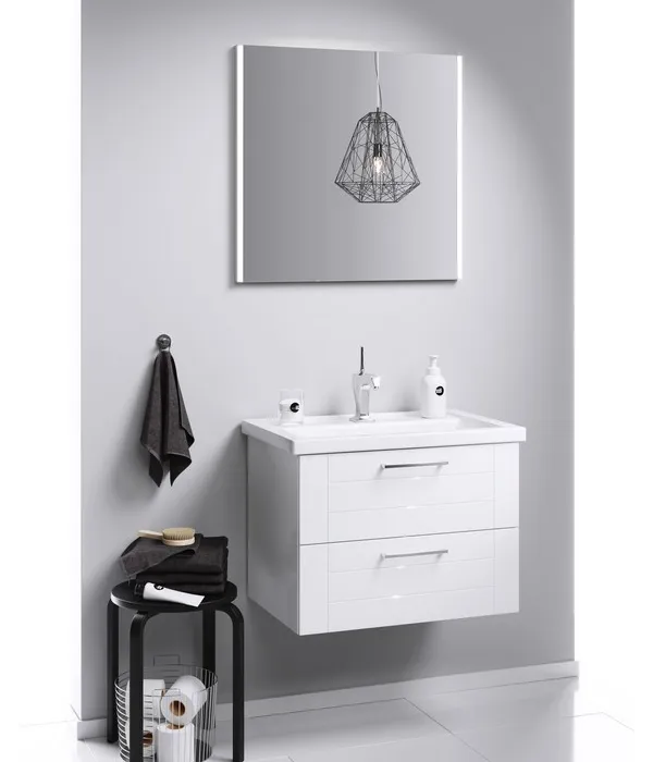 Подвесная тумба в белом глянцевом цвете с двумя ящиками