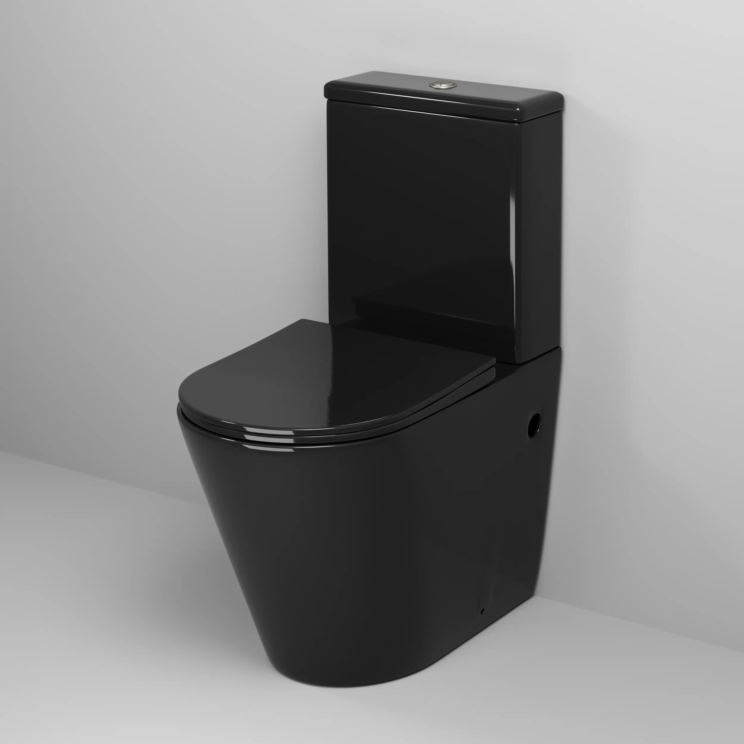 Унитаз Color (620х365х810)черный напольныйбезободковый с тонкой крышкой, 2 места GR-4480BS