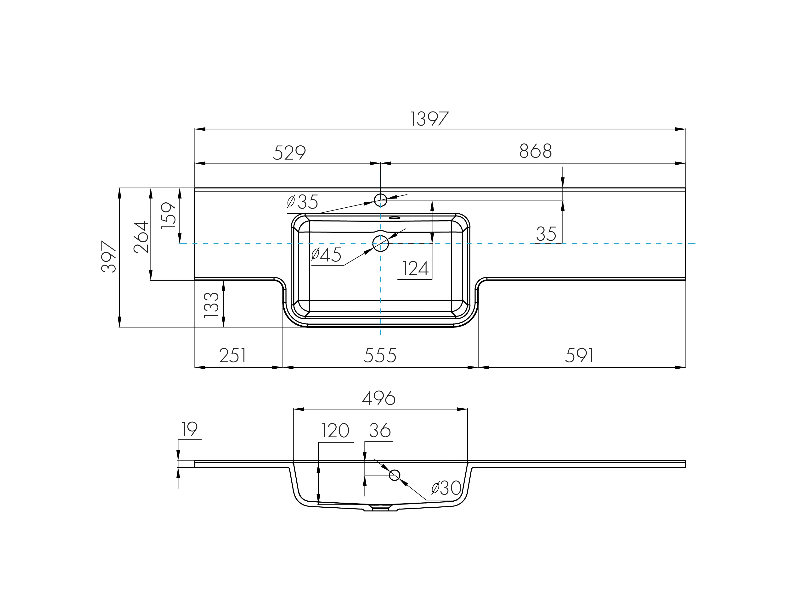 Раковина AQUATON Hotel B 140 левая белая 1A709631PI01L