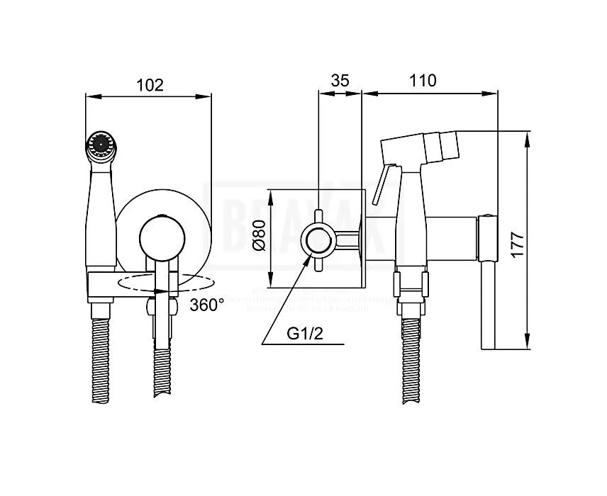 Встраиваемый гигиенический душ GAPPO G7206