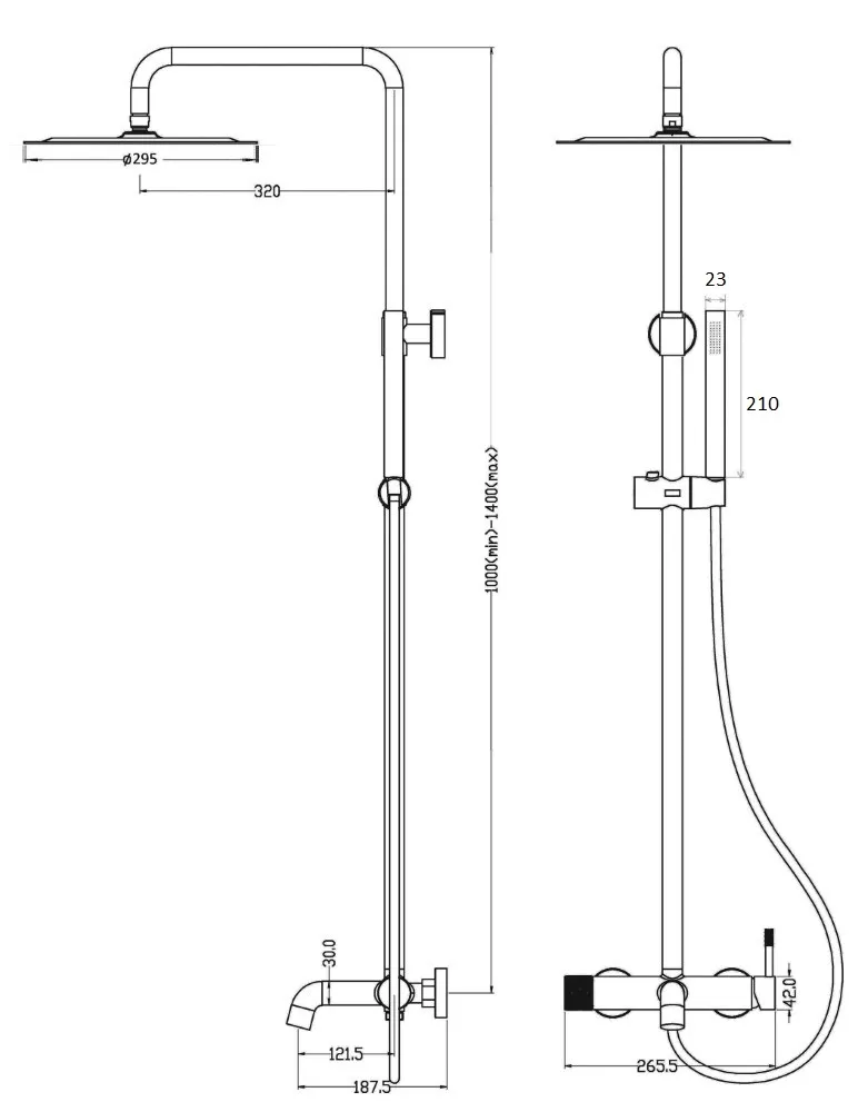 Стойка для душа со смесителем , Uno Nickel Brush