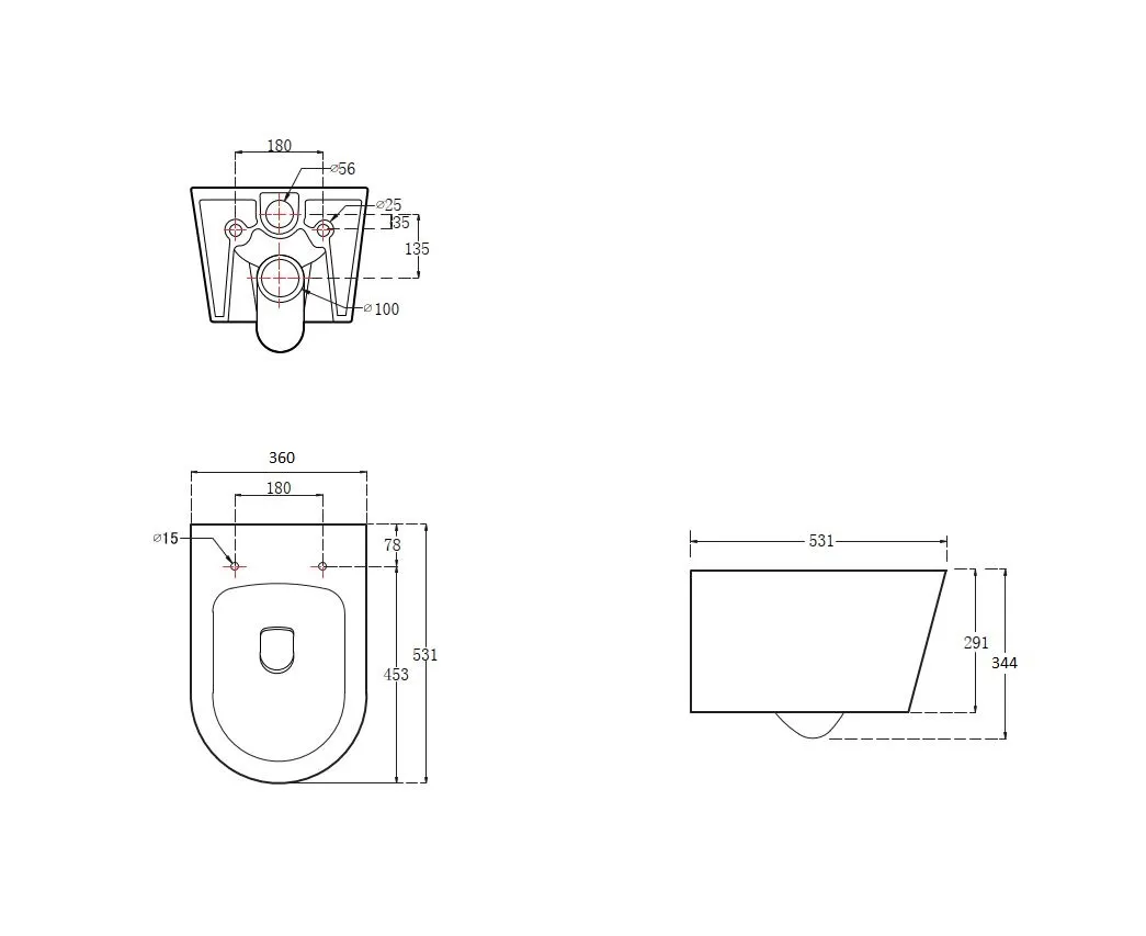 Унитаз подвесной безободковый Aquatek ОБЕРОН , 531*360*344 мм, смыв TORNADO, горизонтальный выпуск, тонкое сиденье с механизмом плавного закрывания, крепеж AQ1365T-00