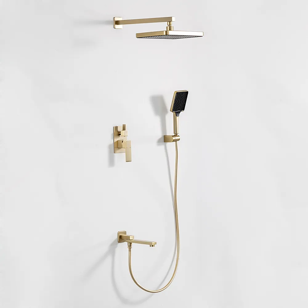 Встраиваемый смеситель для ванны с 3-функциями сатин золотой FRAP