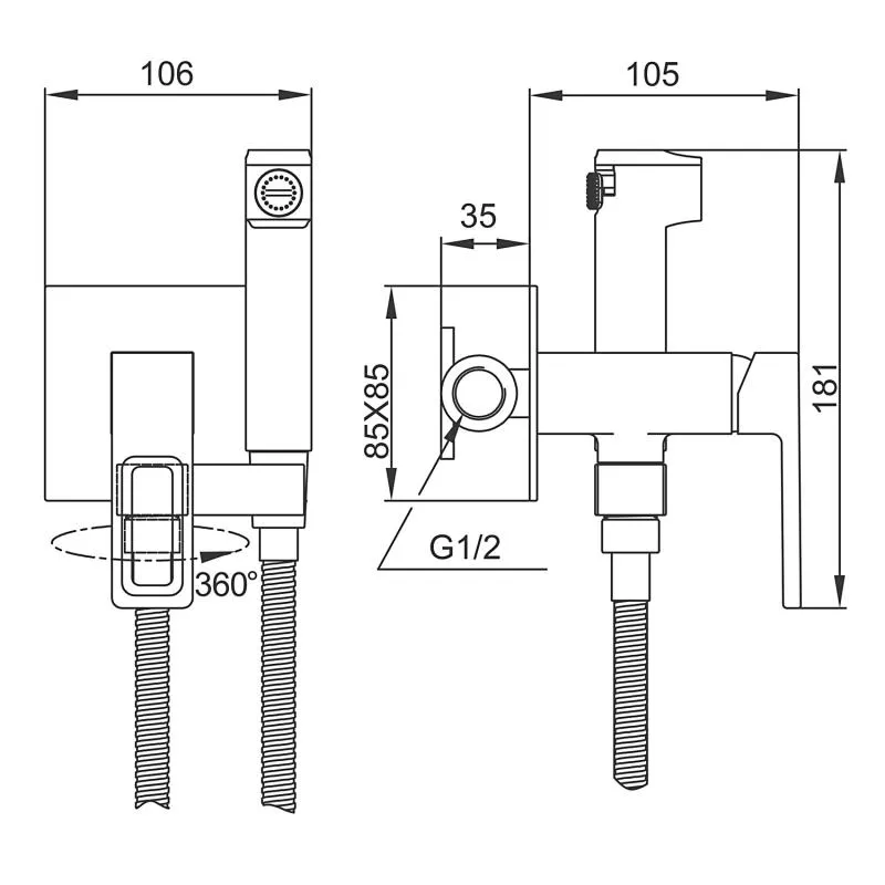 Встраиваемый гигиенический душ сатин золото GAPPO G7217-13