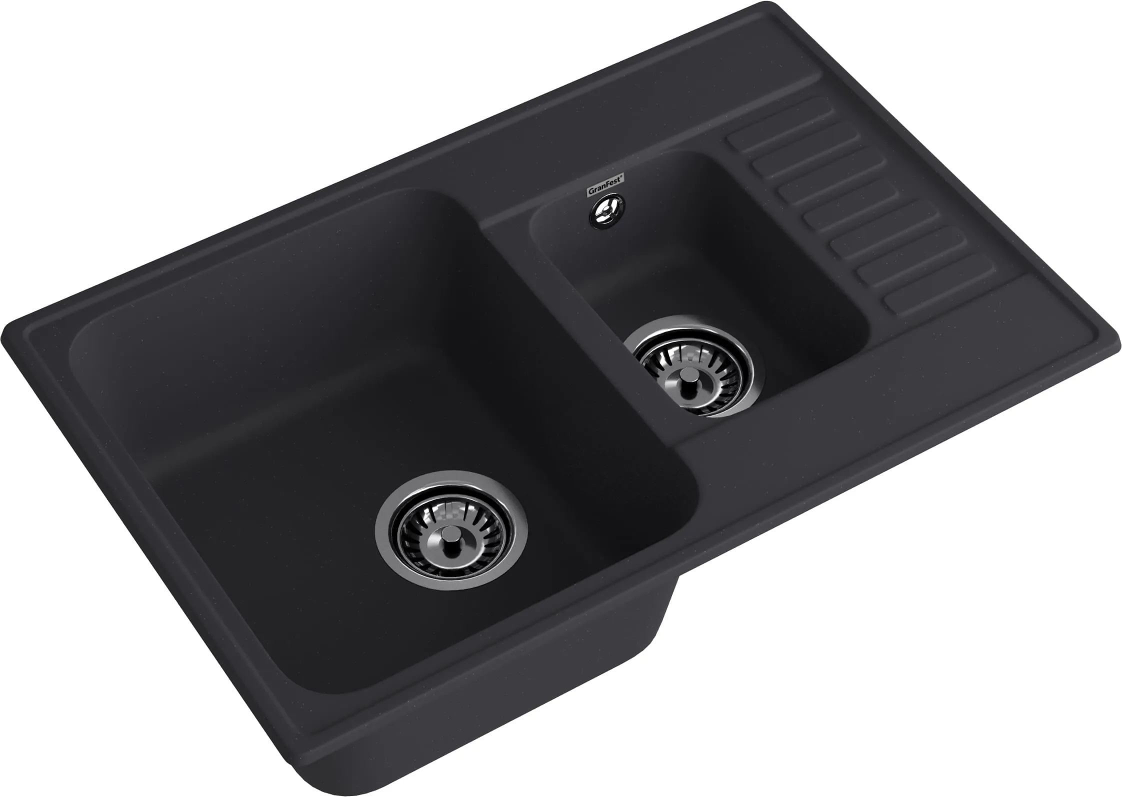 GranFest QUARZ (ECO-21К) Мойка 1.5-чаш+кр. 740*480 (черный)