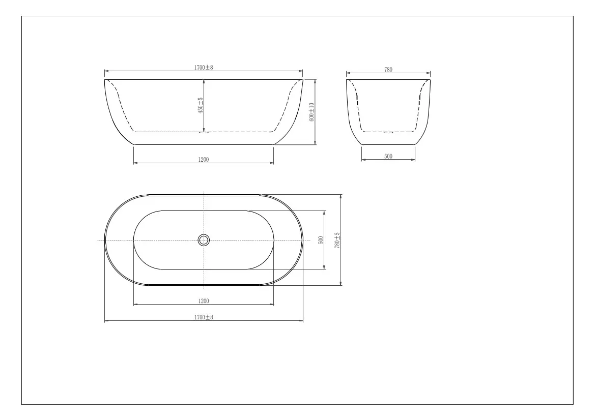 Ванна акриловая отдельностоящая AQUATEK АФИНА 1700*780*600, белый глянцевый AQ-144778BL