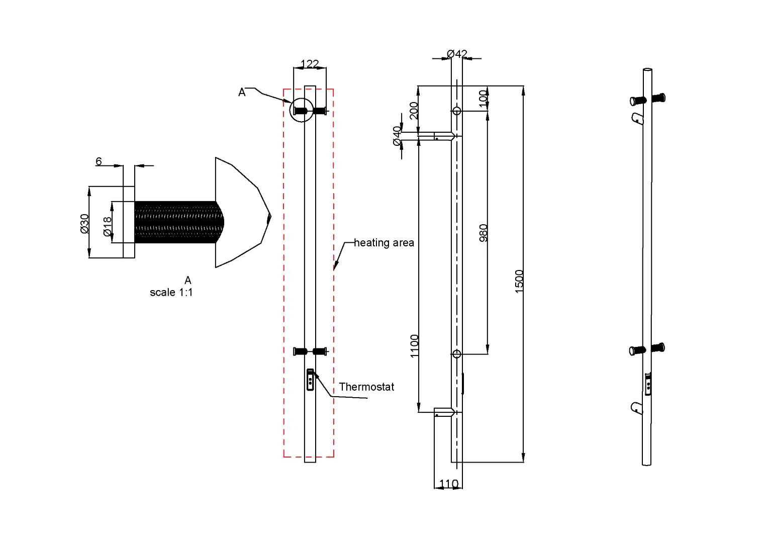 Полотенцесушитель электрический Uno GUN METAL