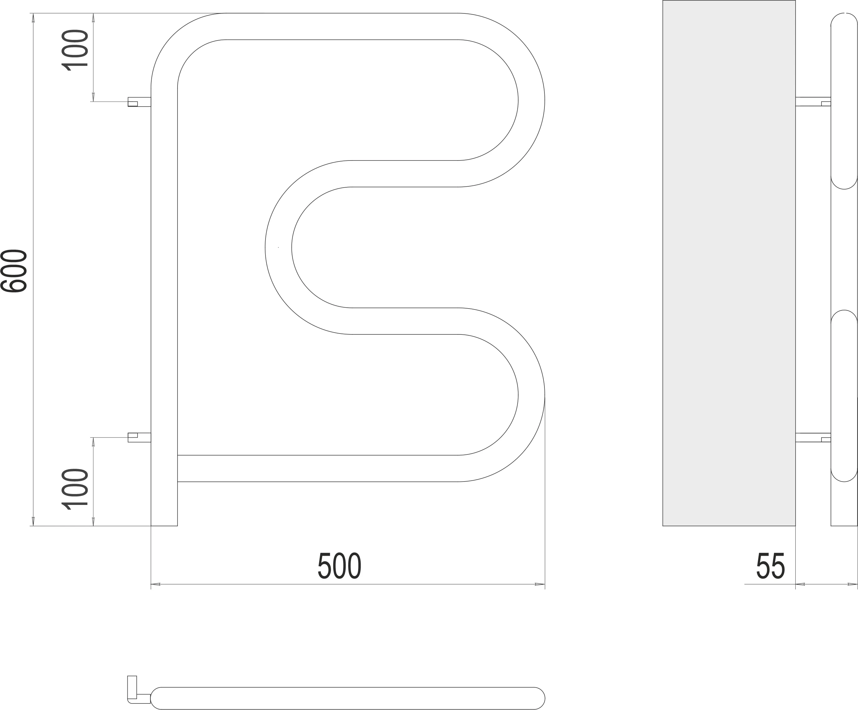 Полотенцесушитель TERMINUS F-образные 500х500 поворотный