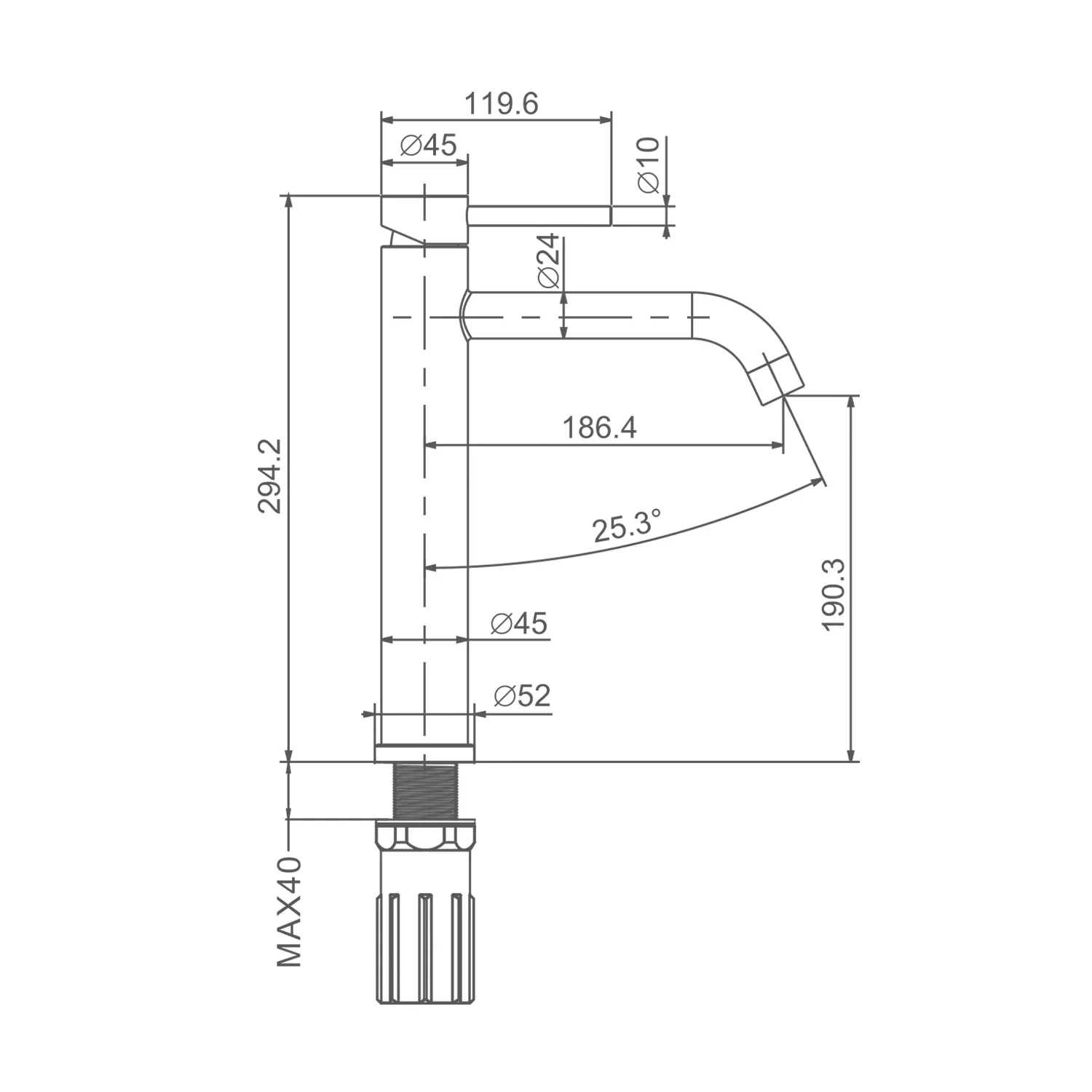 Смеситель Prohanss На раковину высокий монолитный, сатин P31.15.05