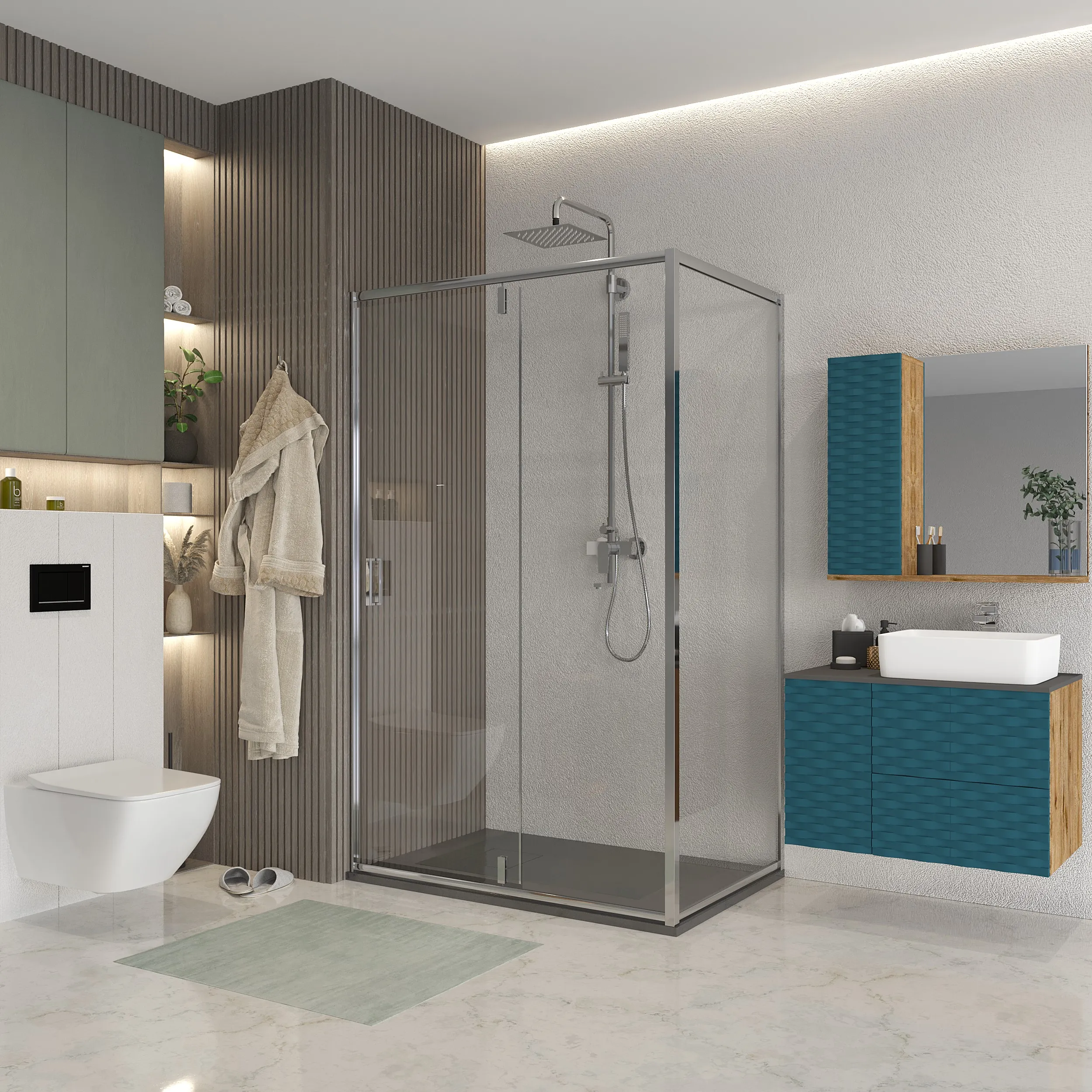 Боковая стенка Niagara Nova (70х195) хром,стекло прозрачное,1 место NG-A70 