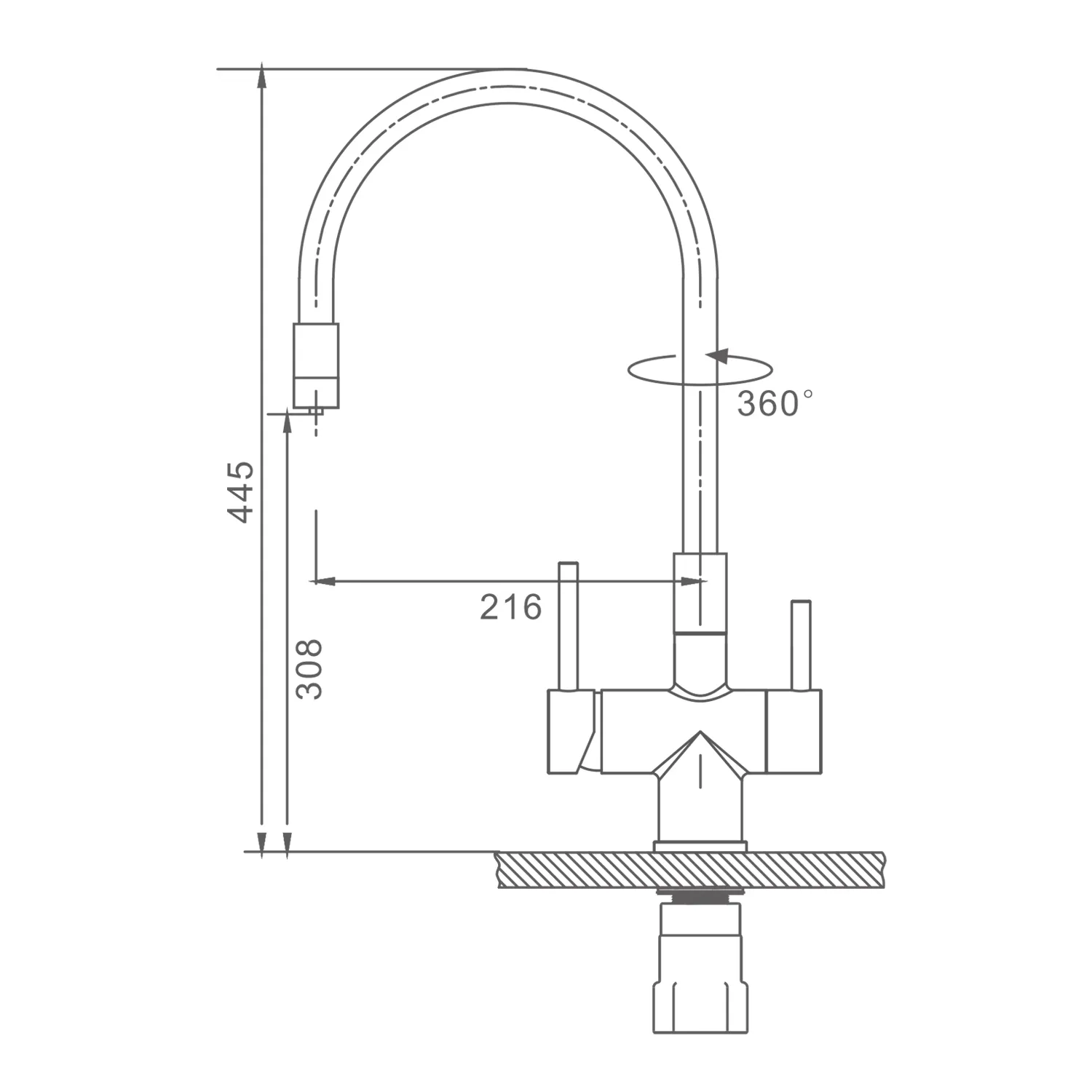 Смеситель Splenka для кухни с подключением к фильтру гибкий поворотный излив, черный S70.64.06