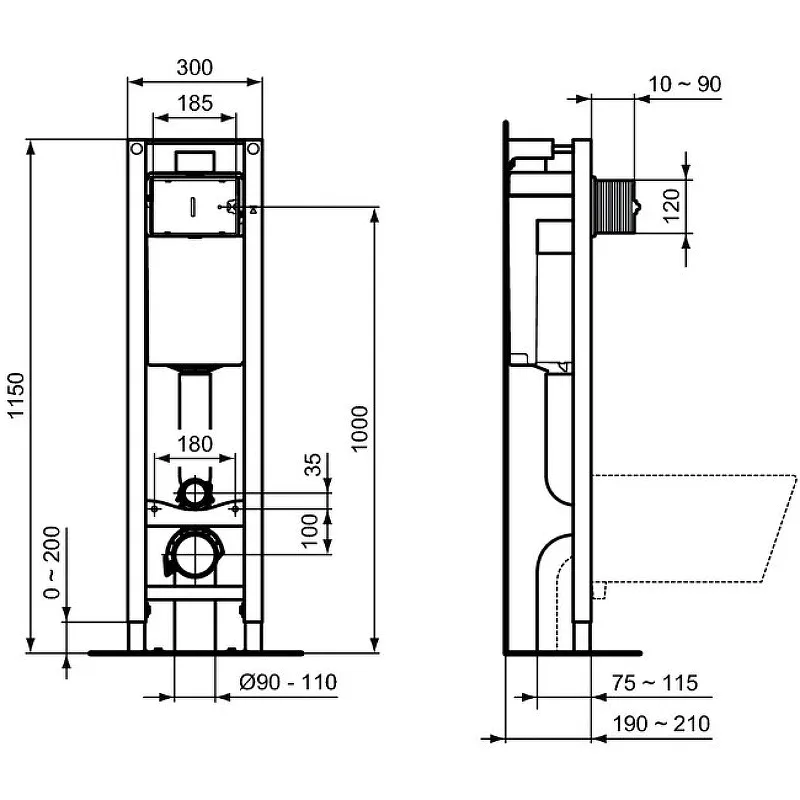 ( E233267 ) PROSYS ECO FRAME M Встраиваемая инсталляция для монтажа подвесных унитазов.Ши E2332промо