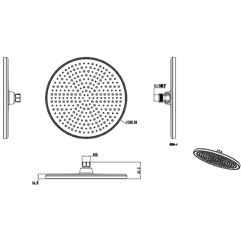 Тропический душ 250мм RAGLO R451.50