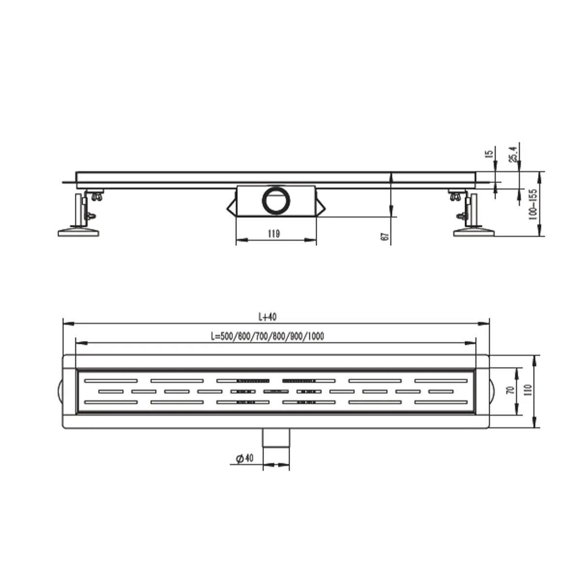 Душевой трап Raglo 500мм, нержавеющая сталь, сатин R651.50.05