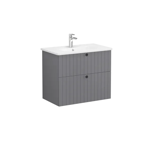 69438 Root Groove Тумба 80 см раковиной 2 ящика матовый серый VITRA