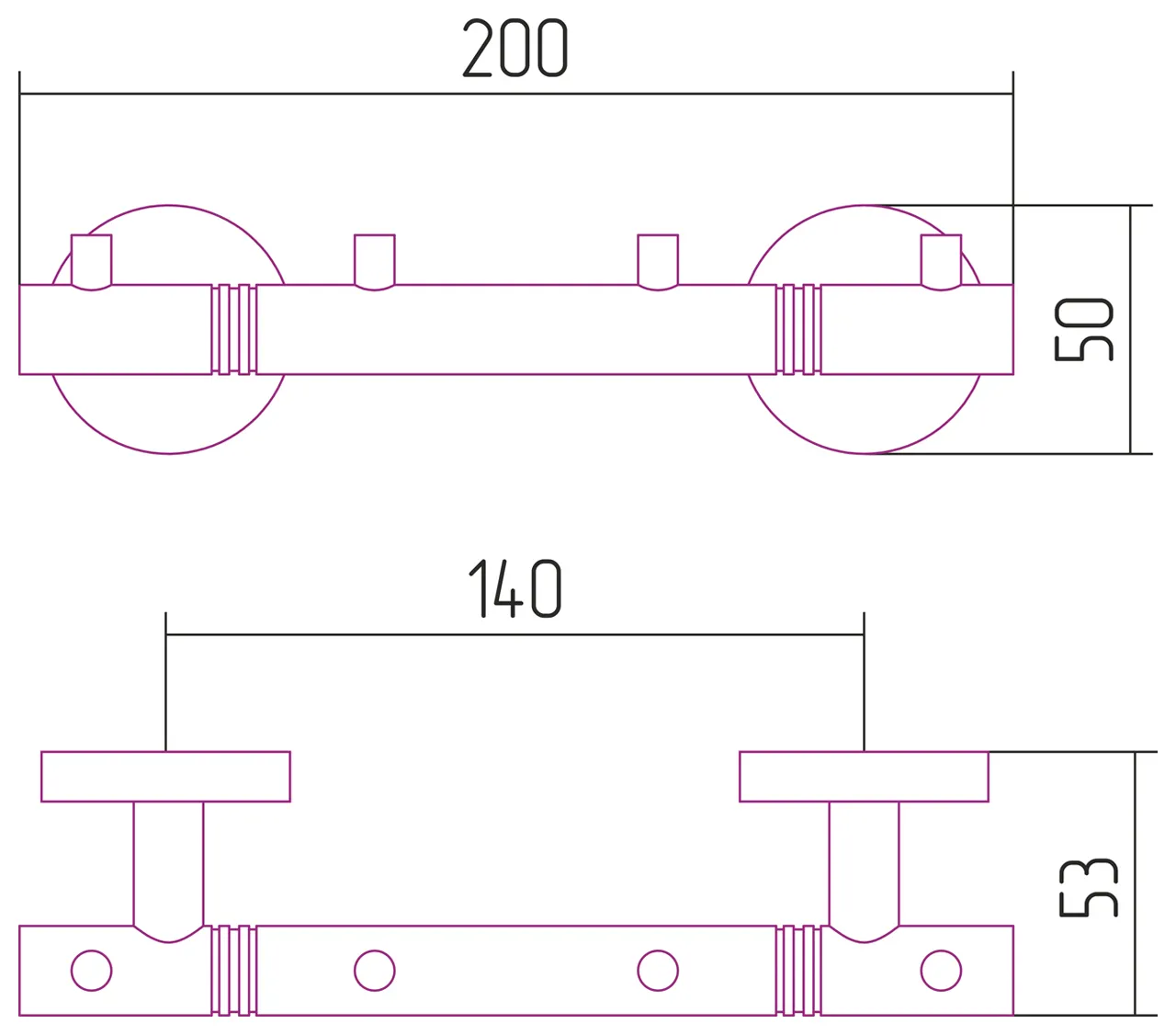 Вешалка КАНЬОН - 4 крючка / L 200 (Золото)