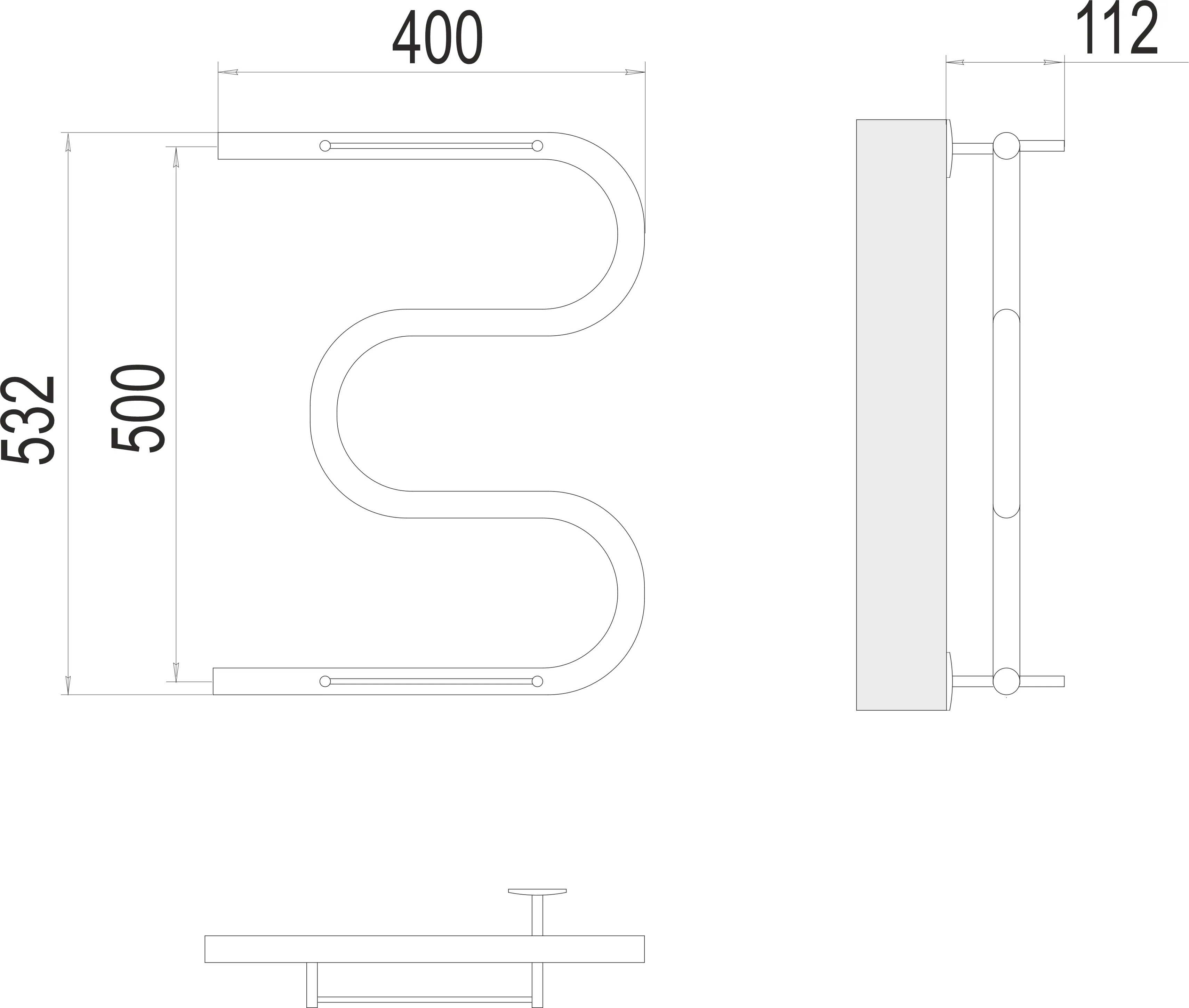 Полотенцесушитель TERMINUS М-обр с/п AISI 32х2 500х400