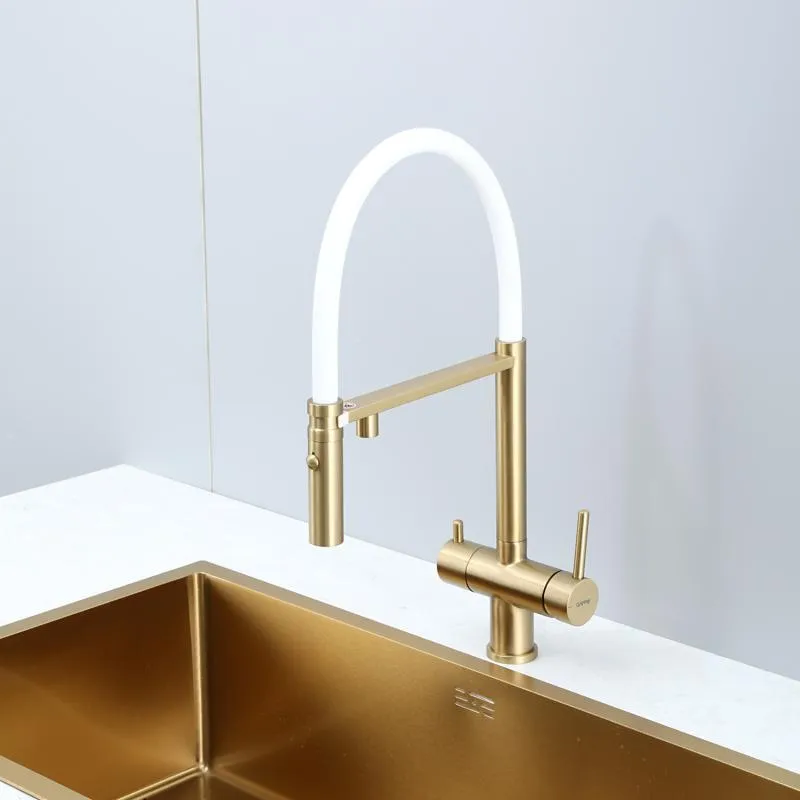 Смеситель для кухни сатин золото GAPPO G4397-83