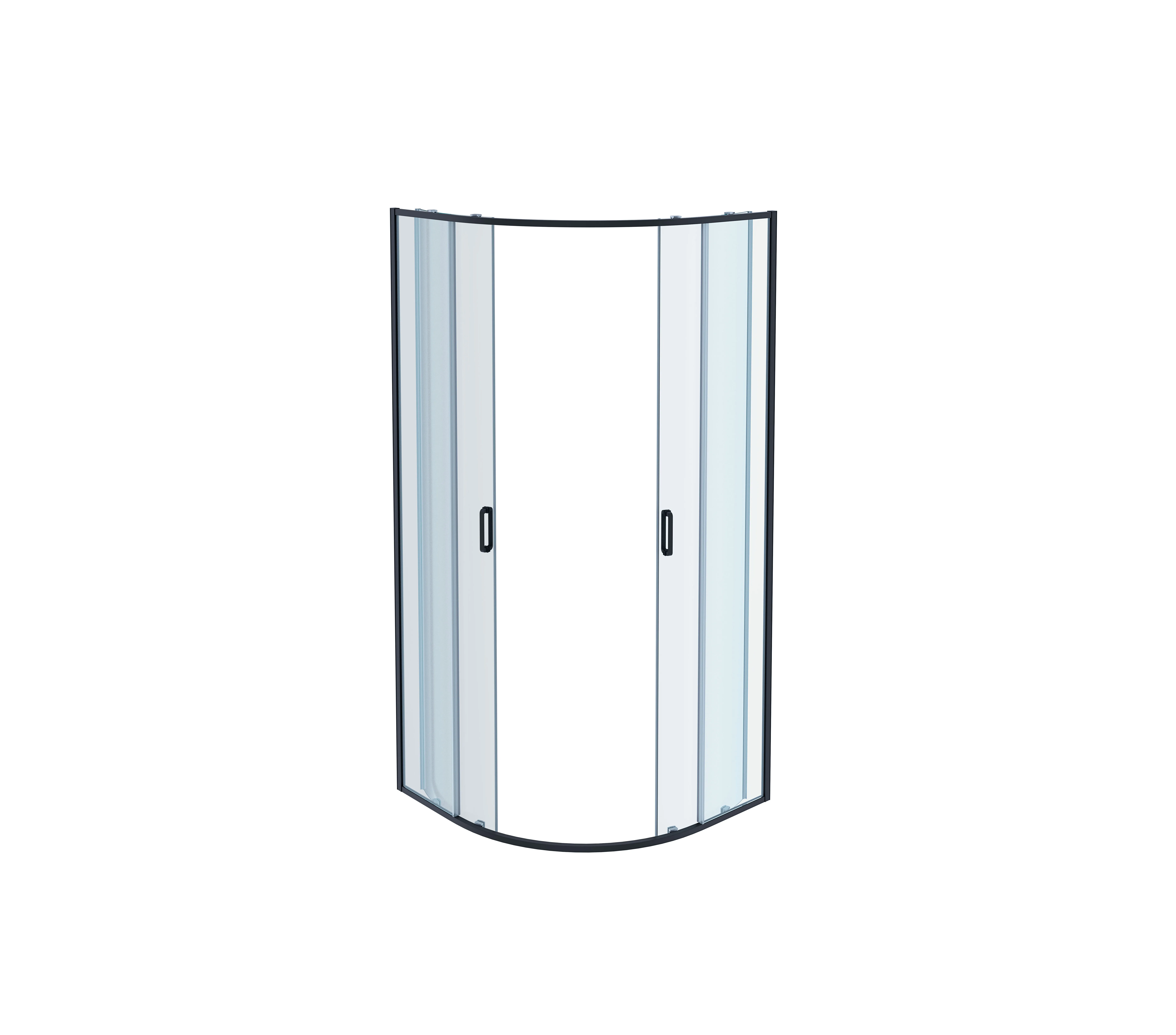 AQ ARI RO10020BL Душевой уголок 1/4 круга, двери раздвижные 1000x1000x2000, профиль черный, стекло прозрачное 