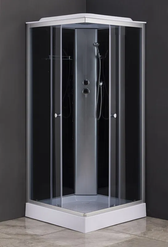 Душевая кабина Loranto CS-6491F 1000х1000х2150 серая, прозрачное стекло 4мм, поддон 13см, профиль сатин (CS-6411G,100*100*215)