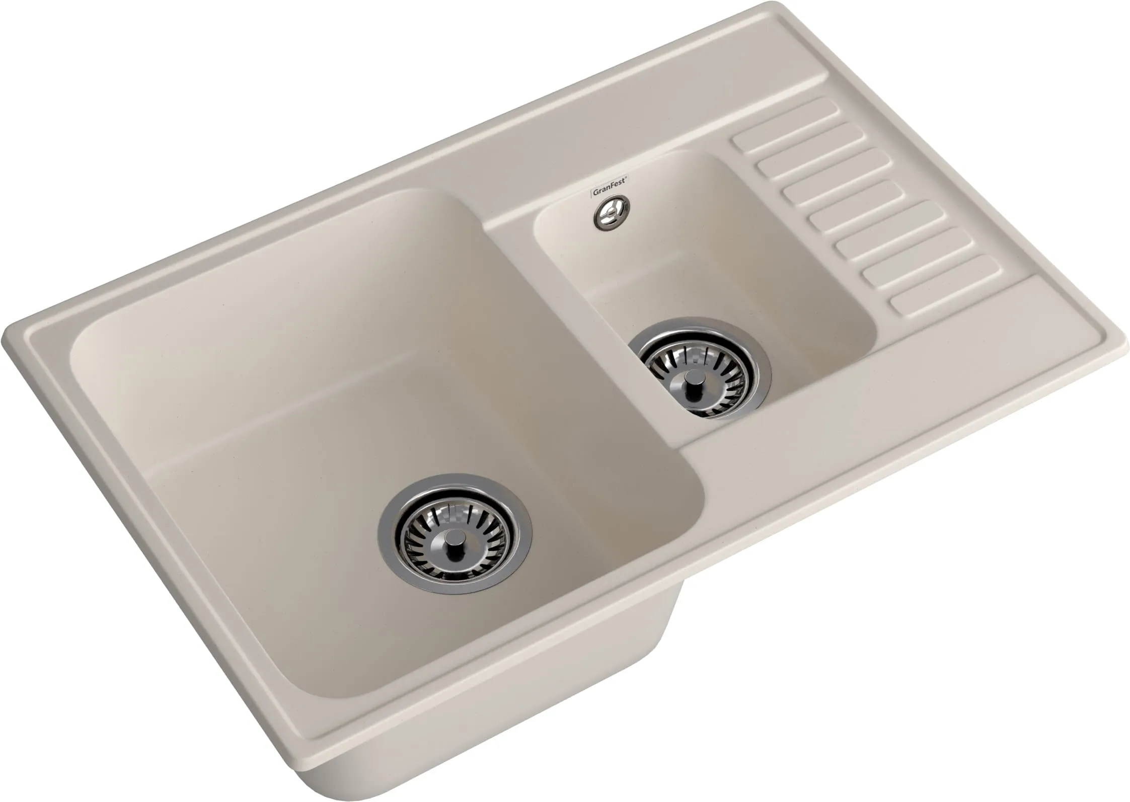 GranFest QUARZ (ECO-21К) Мойка 1.5-чаш+кр. 740*480 (белый)