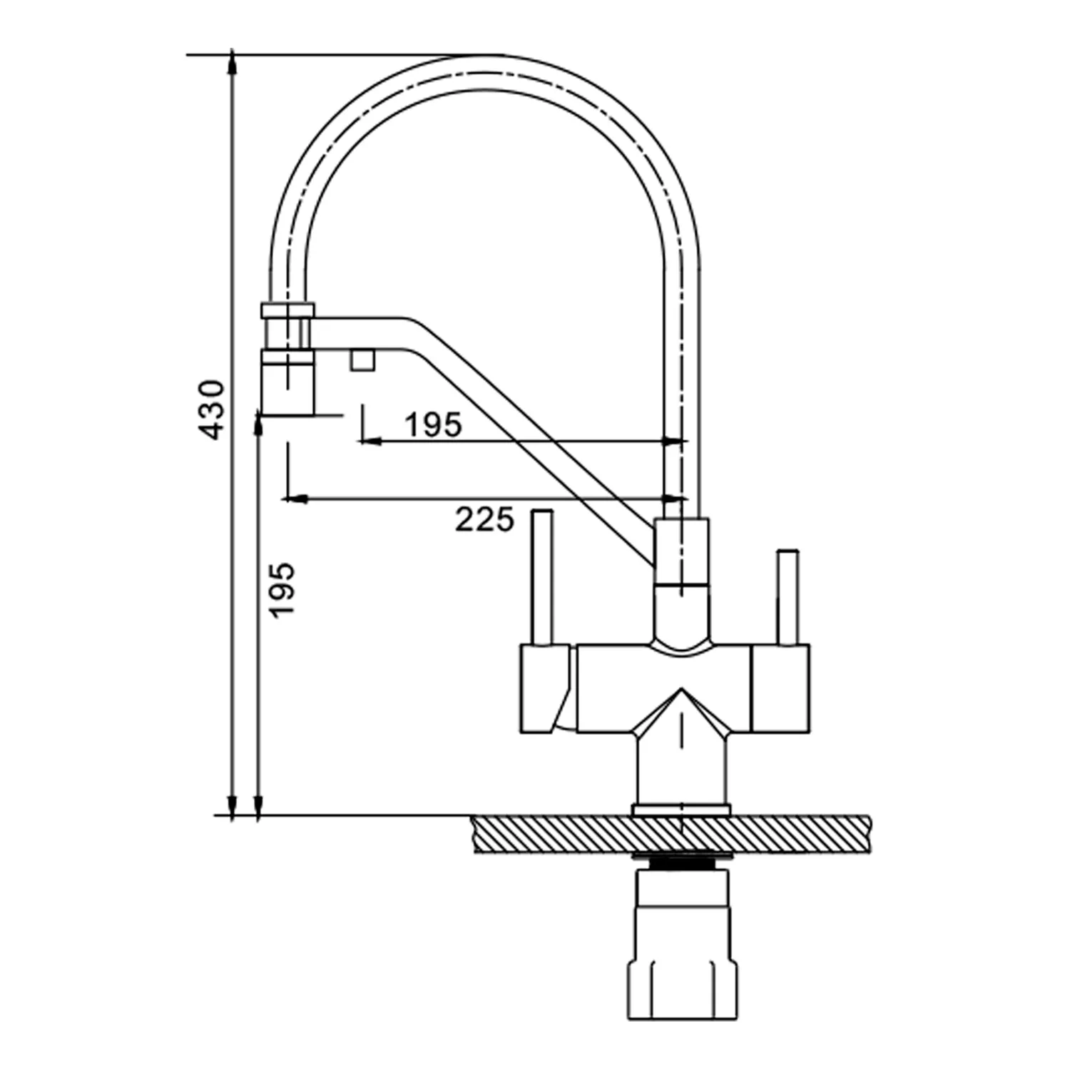 Смеситель Splenka S70.62.03 для кухни с подключением к фильтру съёмный гибкий излив с магнитным фиксатором, сатин золотой