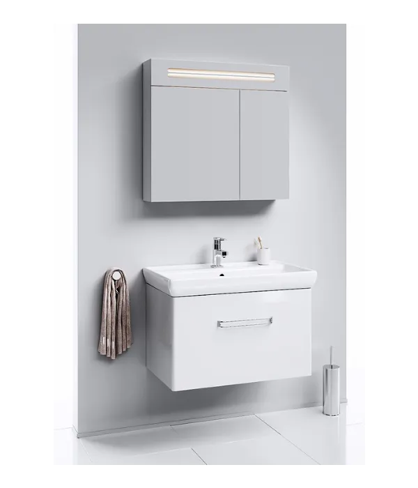 Подвесная тумба в белом глянцевом цвете с одним ящиком