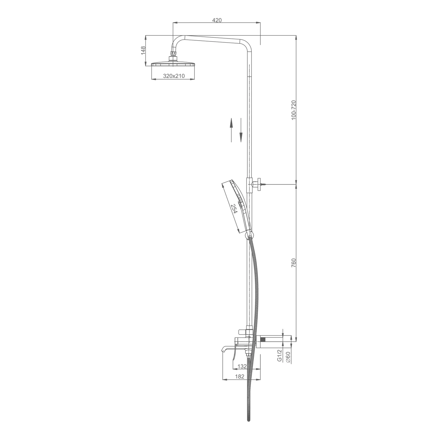Душевая система Splenka для ванны и душа поворотный излив 18 см, сатин золотой S31.24.03