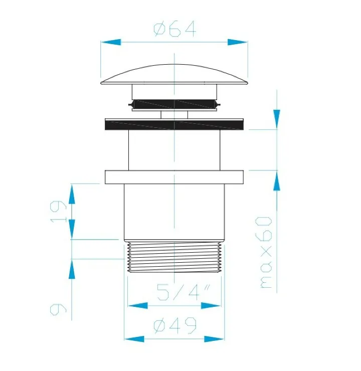 Слив для умывальник CLICK - CLACK, латунный, черный в магазинах СантехГид