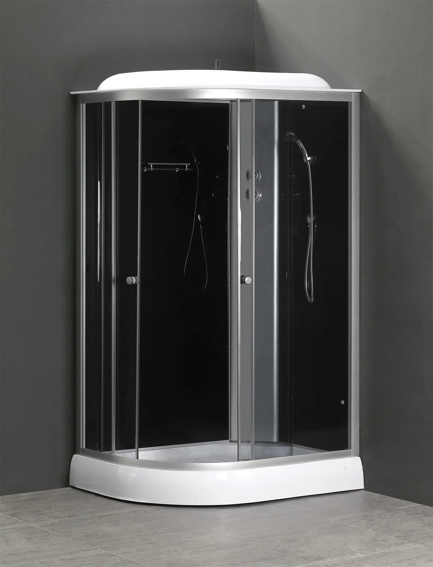 Душевая кабина LORANTO 120х80х215 с низким поддоном 13 см, черное закаленное стекло 4 мм, профиль хром () CS-66121R G 120