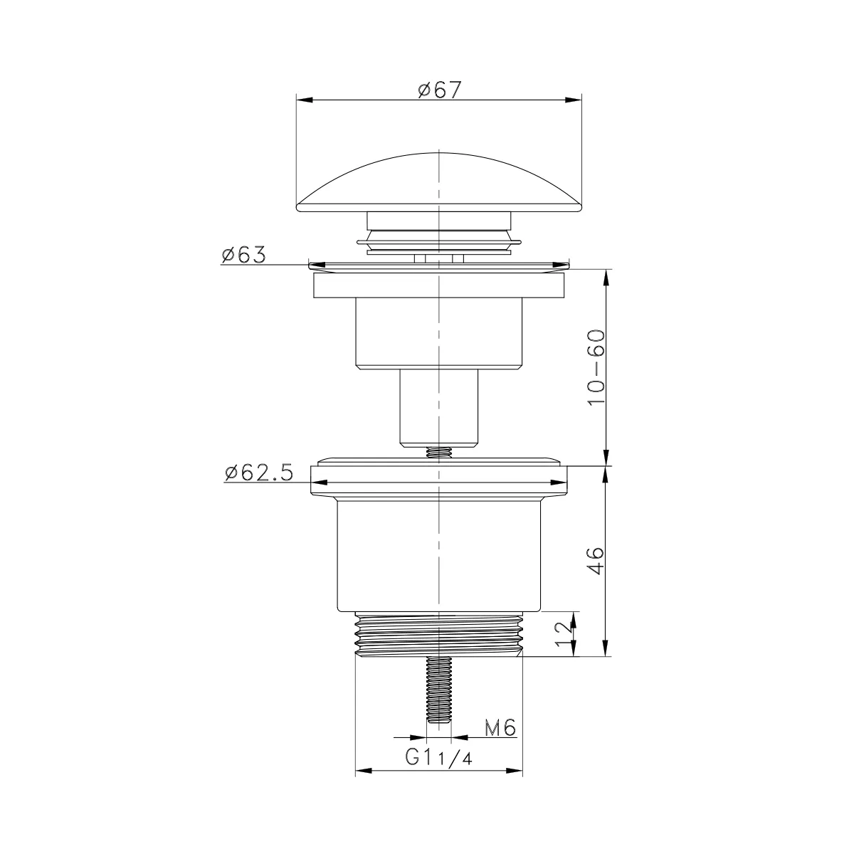 Донный клапан для раковины Raglo без перелива (клик-клак), латунь с керамической крышкой, белый R600.01.38 в магазинах СантехГид