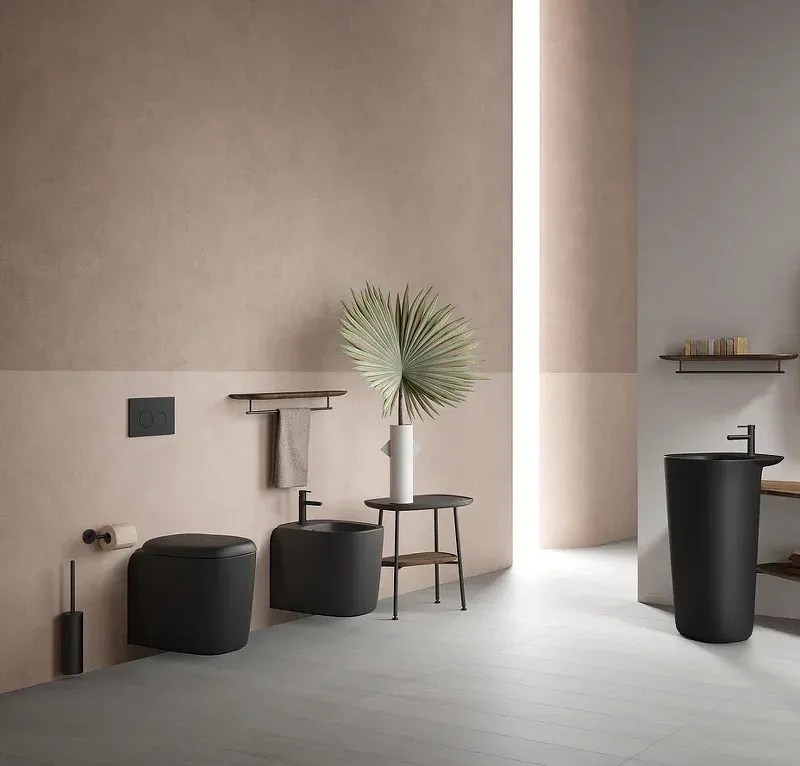 Унитаз безободковый подвесной Plural Rim-Ex  цвет матовый черный Vitra