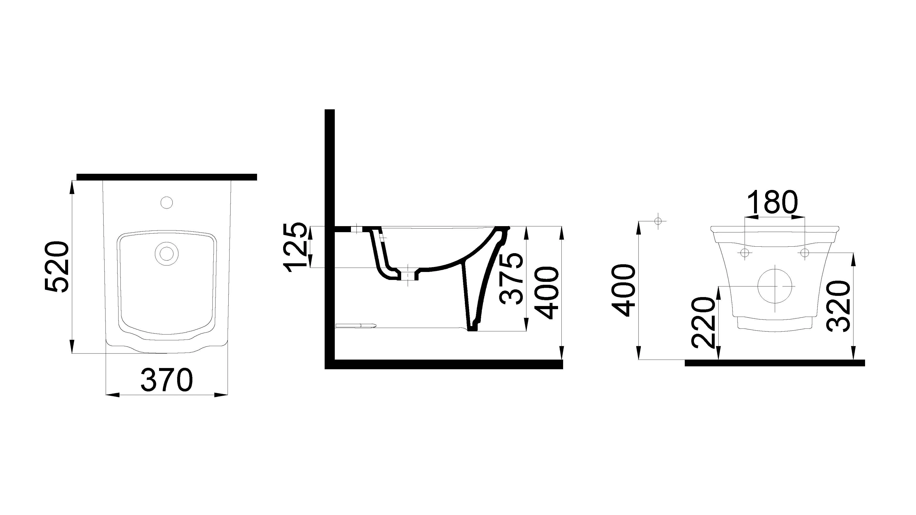 Подвесное Биде с узором Hermitage (без узора)
