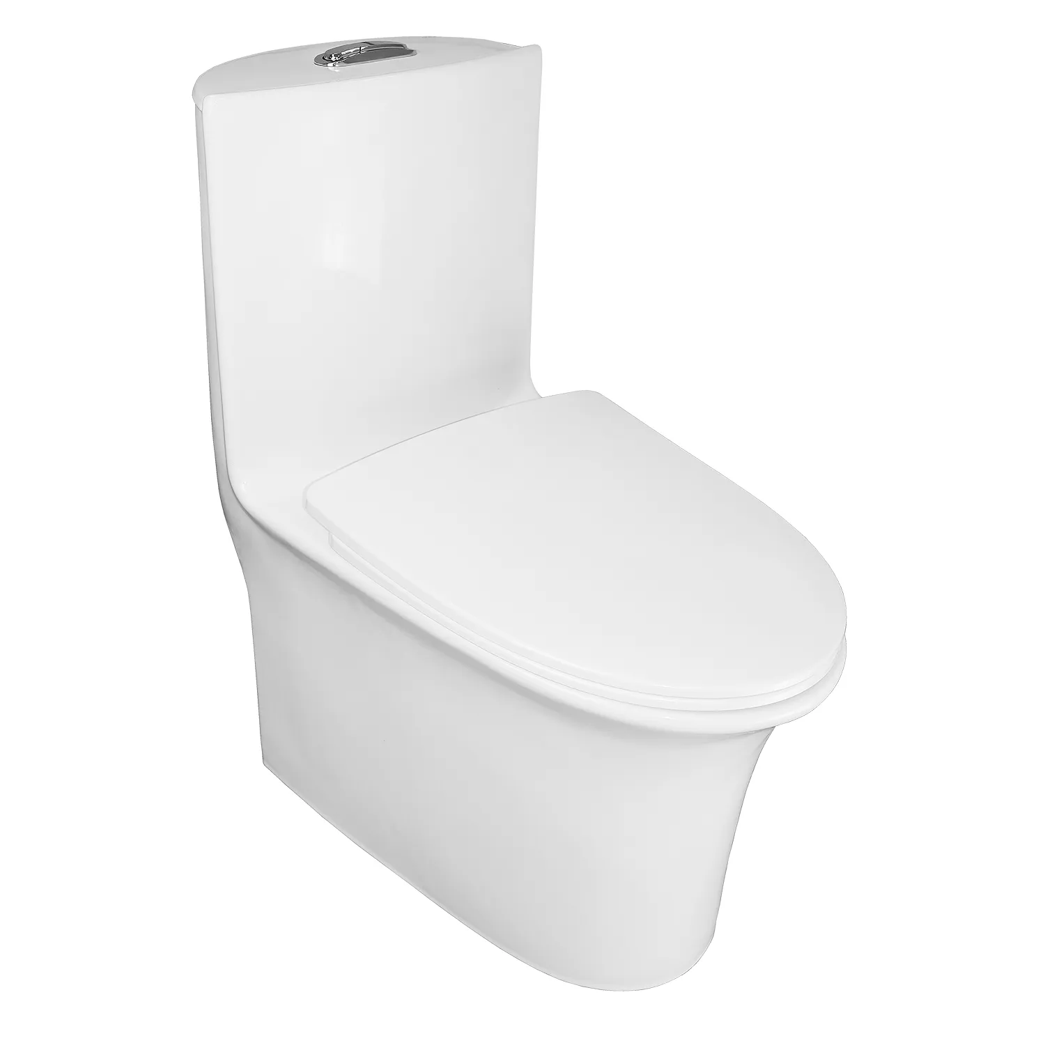 Унитаз моноблок Azario Luna 770x390x710 напольный, горизонтальный слив, сиденье дюропласт микролифт () AZ-1037