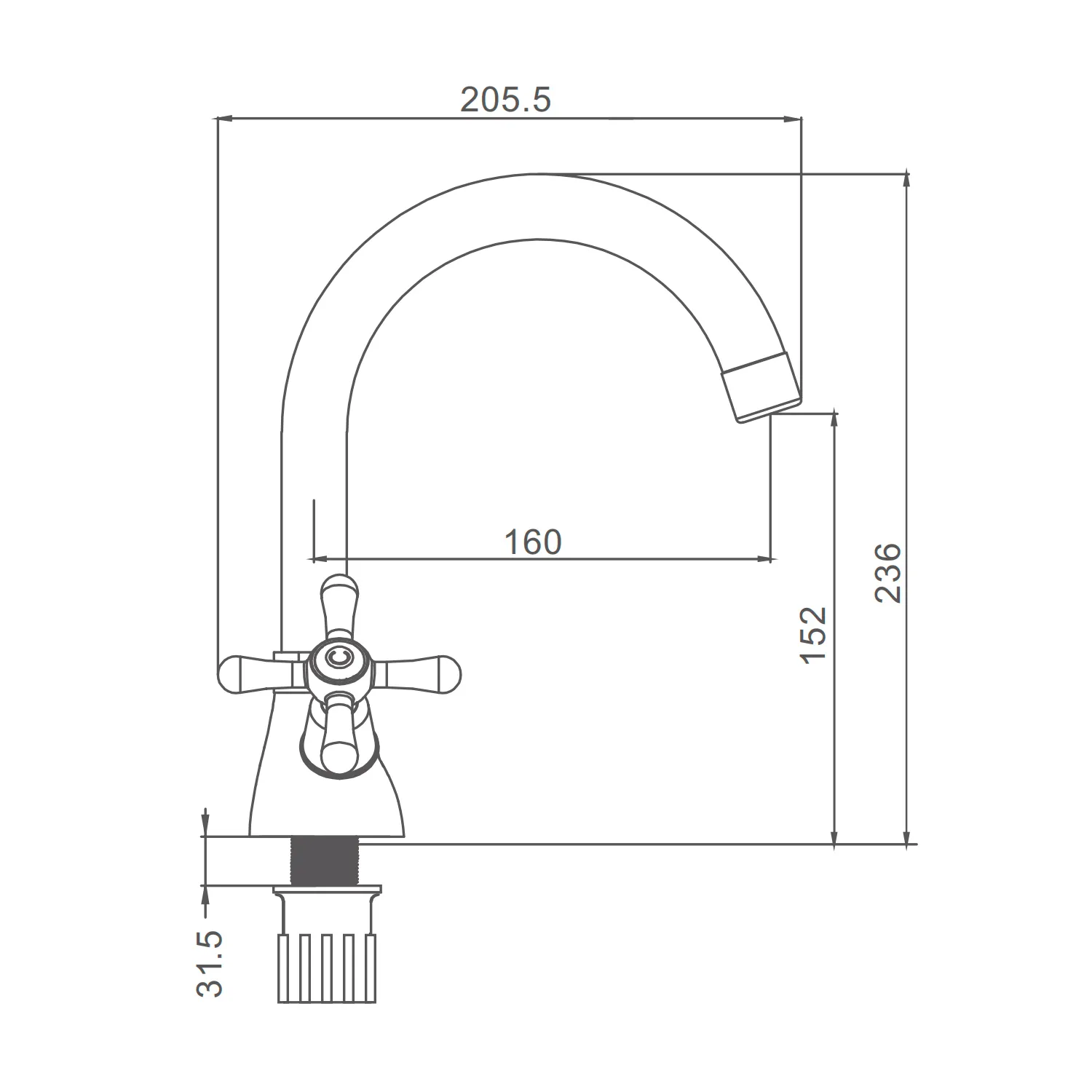 Смеситель Prohanss На раковину вентильный поворотный, хром P10.13