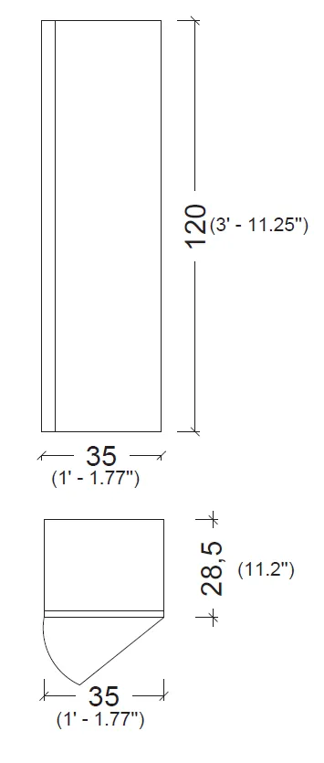 Пенал Vallessi 120*35*28,5cm Light Oak