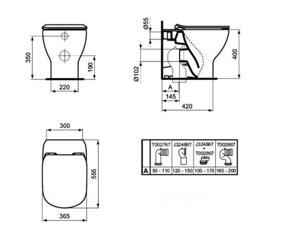 Унитаз приставной Ideal Standard Tesi AquaBladeглубокий смыв () T007701