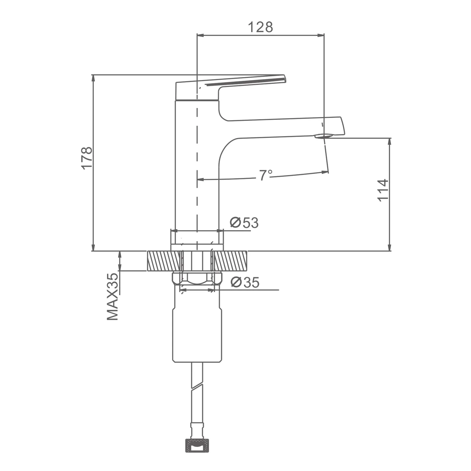 Смеситель Splenka S50.10.09 для раковины  монолитный, графит