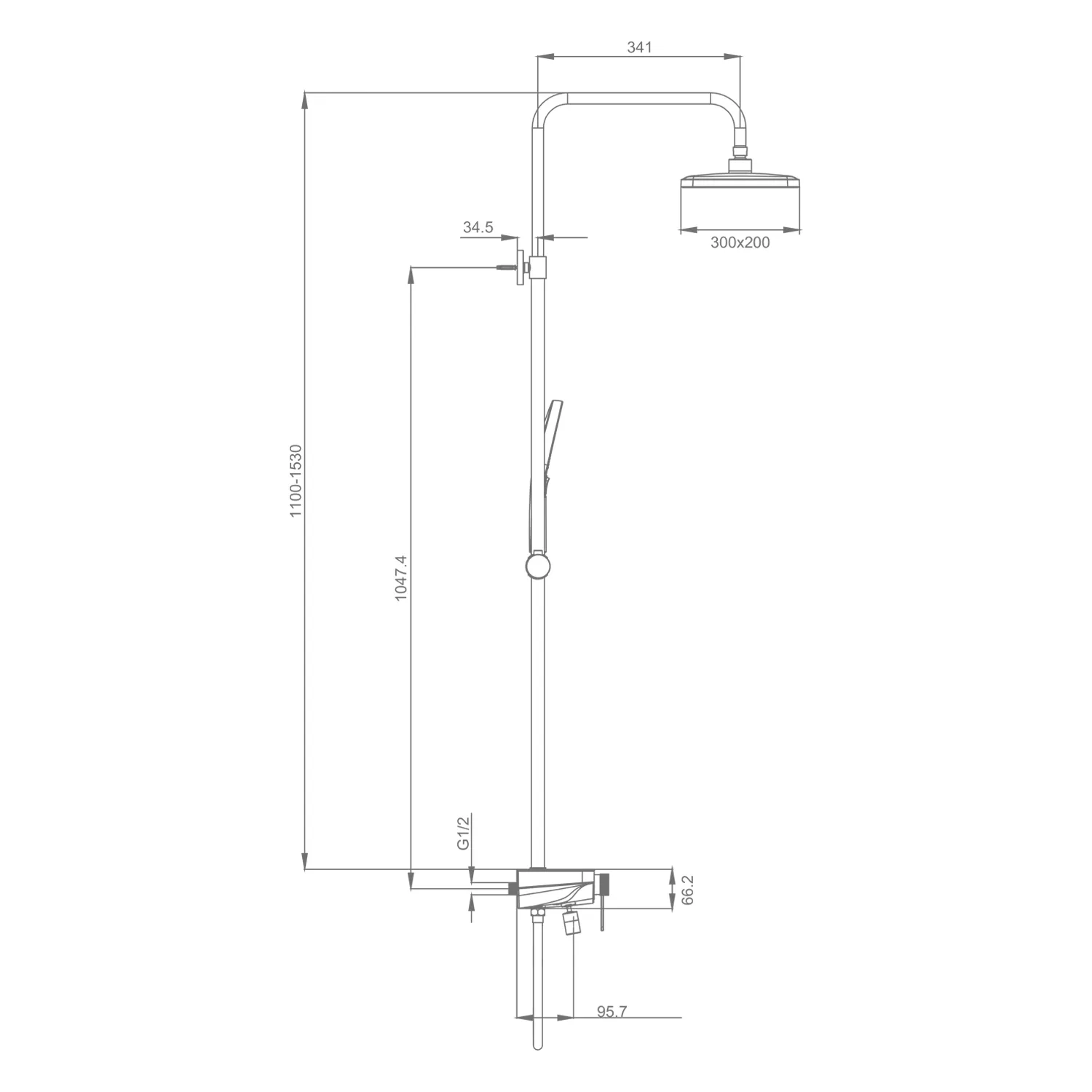 Душевая система Raglo для ванны и душа излив-наполнитель поворотный, хром R60.24