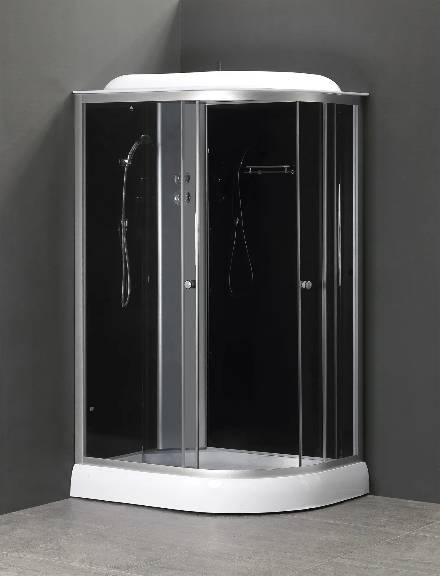 Душевая кабина LORANTO 120х80х215 с низким поддоном 13 см, черное закаленное стекло 4 мм, профиль хром () CS-66121L G 120