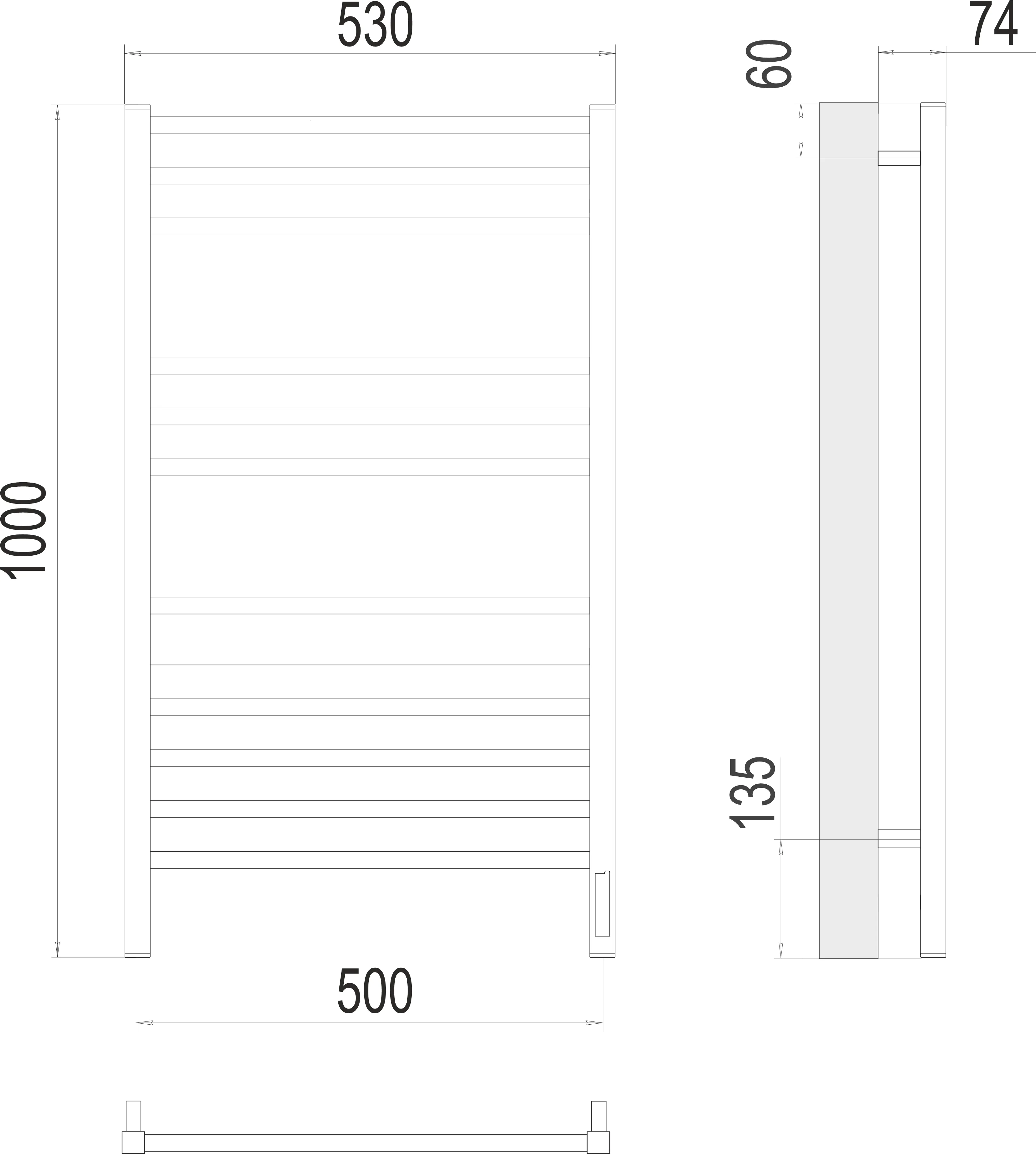 Полотенцесушитель TERMINUS Ватикан П12 500х1000 электро (sensor quick touch)  )